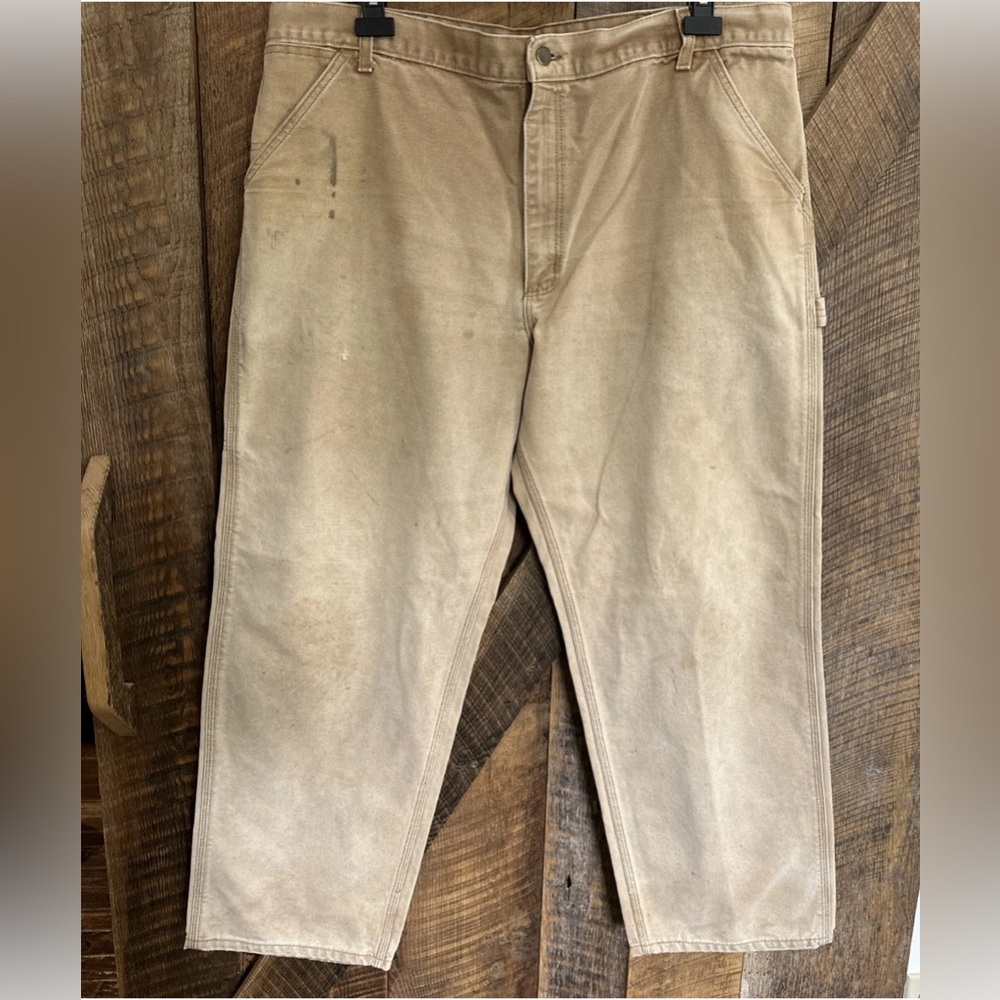 Vintage Carhartt Carpenter Jeans Mens Adult Size 40x30 Beige Grunge Dungaree C5